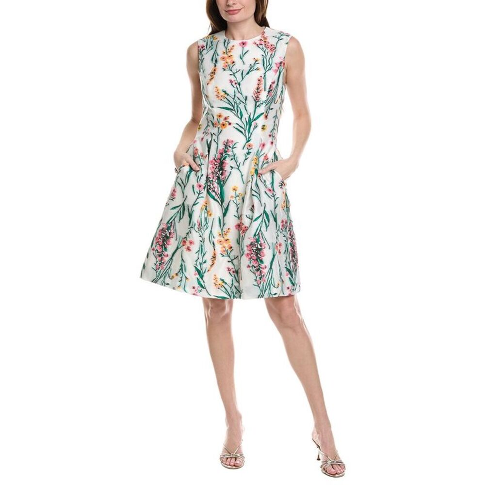 Lela Rose Womens  Betsy Silk-Blend Dress, White